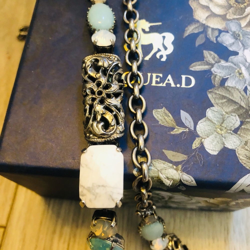 Vintage look stone and silver Necklace
